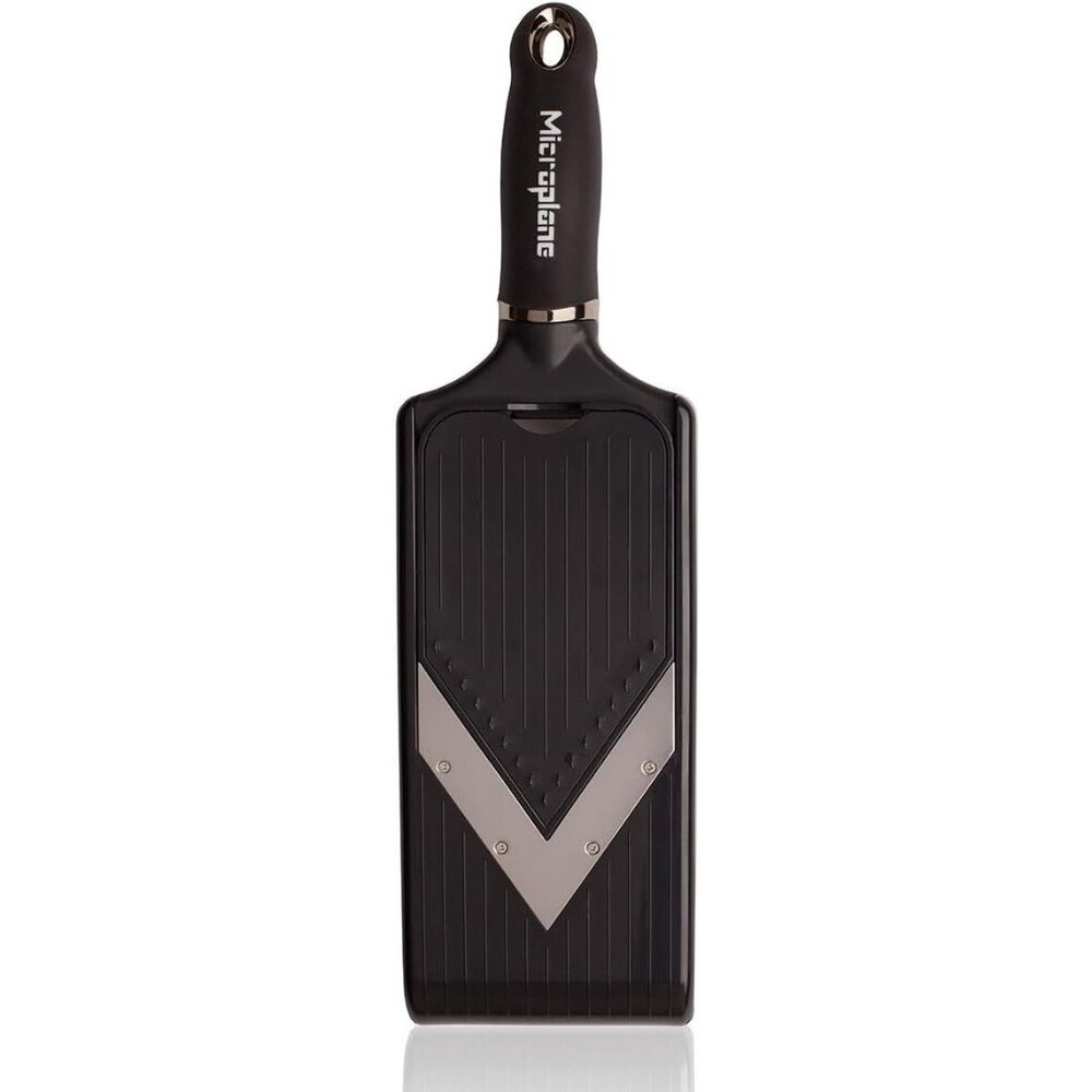 Microplane Adjustable Slicer with Julienne Blade Black Kitchen Tool for Vegetabl